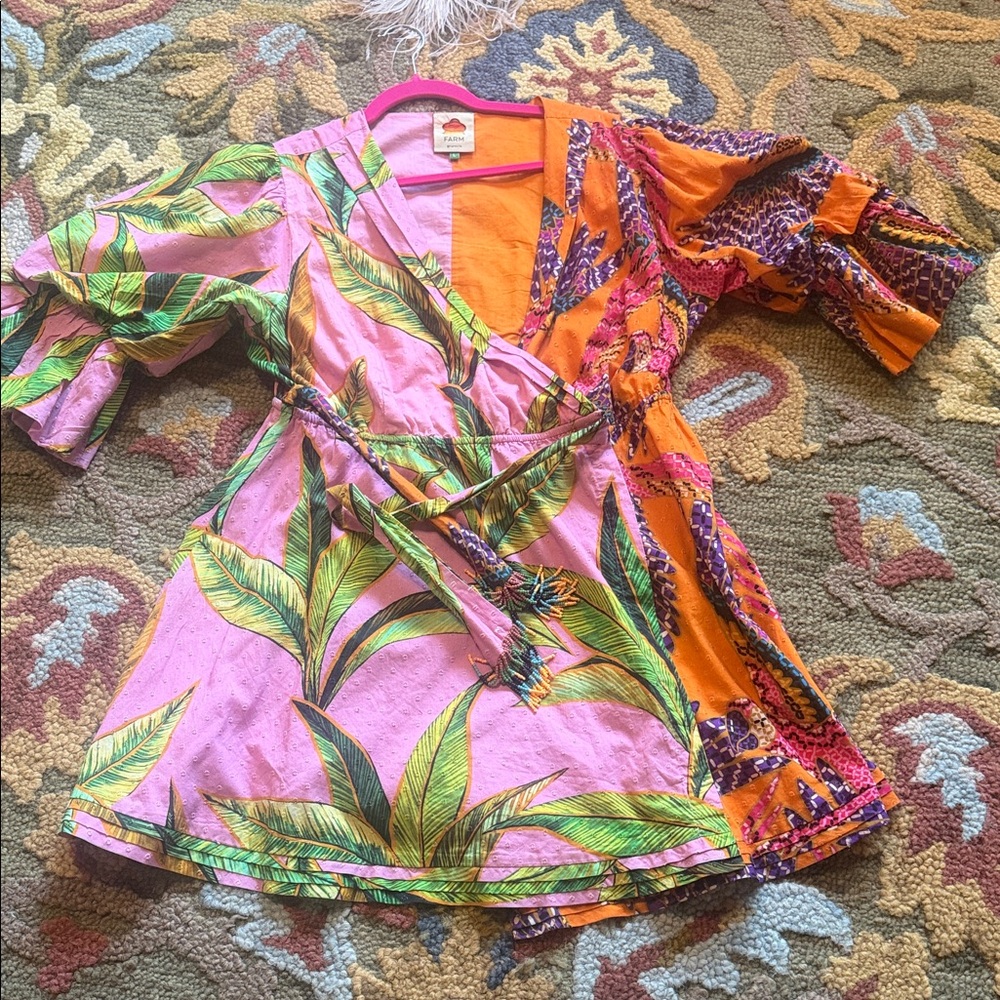 Farm Rio L cotton wrap dress